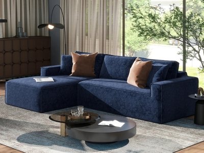 Jennifer Taylor Home Brenley 2-Piece Sectional Sofa, Twilight Navy Blue