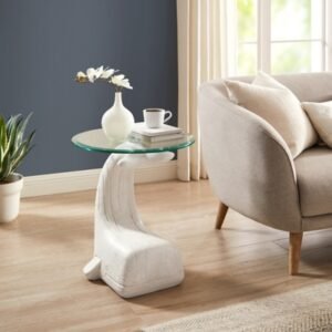 Linon Larson Whale Side Table, White