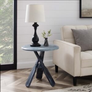 Linon Rudy Oar Side Table, Blue Gray