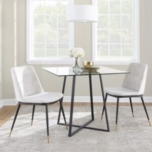 LumiSource Cosmo Square Dining Table, Clear/Black