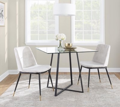 LumiSource Cosmo Square Dining Table, Clear/Black