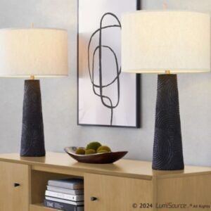 LumiSource Kona Round Table Lamp (Set of 2), Black