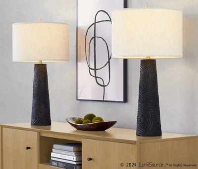 LumiSource Kona Round Table Lamp (Set of 2), Black