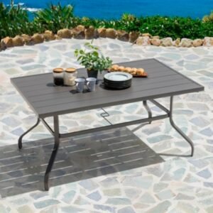 Nuu Garden Outdoor Dining Table With Umbrella Hole, Gray