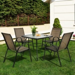 Nuu Garden Outdoor Dining Table and 4 Chairs, Black/Brown