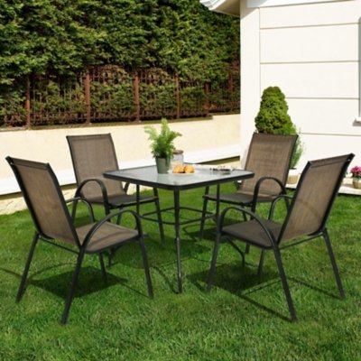 Nuu Garden Outdoor Dining Table and 4 Chairs, Black/Brown
