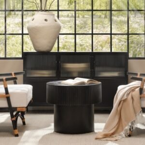 Relaxed Elegance Thorndale Round Wood Side Table, Black