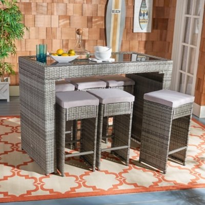 Safavieh Horus Outdoor Dining Table and 6 Stools, Gray/Gray