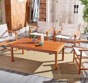 Safavieh Mardin Outdoor Dining Table and 4 Chairs, Natural/Beige