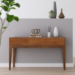 Simpli Home Harper Console Sofa Table, Teak Brown