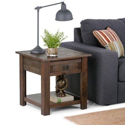 Simpli Home Monroe End Table, Distressed Charcoal Brown