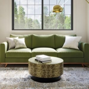 Simpli Home Montrose Metal Coffee Table, Antique Gold/Black
