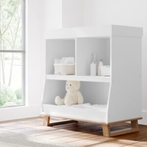 Storkcraft Modern Convertible Changing Table, White/Vintage Driftwood