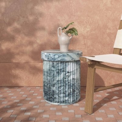 TOV Furniture Serafina Outdoor Side Table, Marble