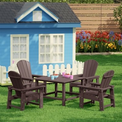 Westin Furniture Laguna Kids Outdoor Adirondack Dining Table and 4 Chairs, Dark Brown