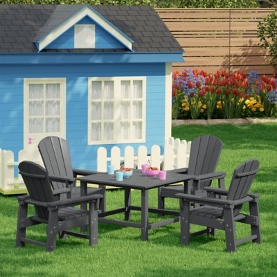 Westin Furniture Laguna Kids Outdoor Adirondack Dining Table and 4 Chairs, Gray