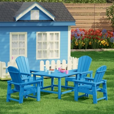 Westin Furniture Laguna Kids Outdoor Adirondack Dining Table and 4 Chairs, Pacific Blue