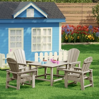 Westin Furniture Laguna Kids Outdoor Adirondack Dining Table and 4 Chairs, Sand
