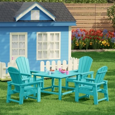 Westin Furniture Laguna Kids Outdoor Adirondack Dining Table and 4 Chairs, Turquoise