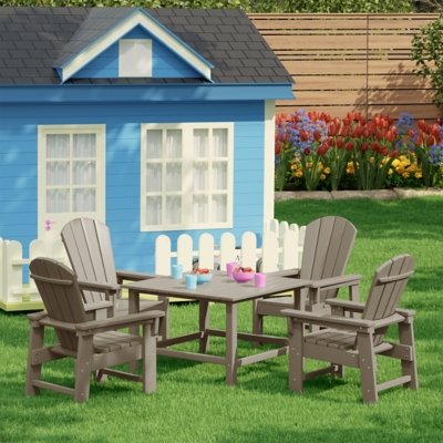 Westin Furniture Laguna Kids Outdoor Adirondack Dining Table and 4 Chairs, Weathered Wood