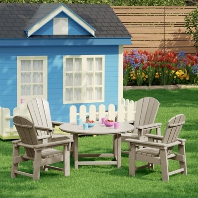 Westin Furniture Laguna Kids Outdoor Adirondack Round Dining Table and 4 Chairs, Sand