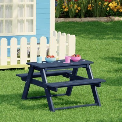 Westin Furniture Laguna Kids Outdoor Picnic Table, Navy Blue