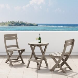 Westin Furniture Laguna Outdoor Bistro Table and 2 Chairs, Beige