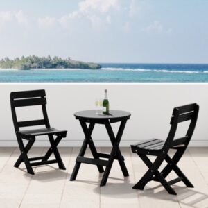 Westin Furniture Laguna Outdoor Bistro Table and 2 Chairs, Black