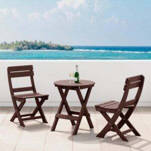 Westin Furniture Laguna Outdoor Bistro Table and 2 Chairs, Dark Brown