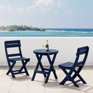 Westin Furniture Laguna Outdoor Bistro Table and 2 Chairs, Navy Blue