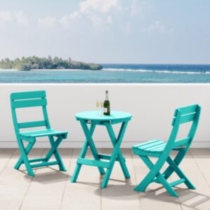 Westin Furniture Laguna Outdoor Bistro Table and 2 Chairs, Turquoise