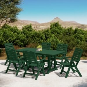 Westin Furniture Laguna Outdoor Dining Table and 6 Chairs, Dark Green