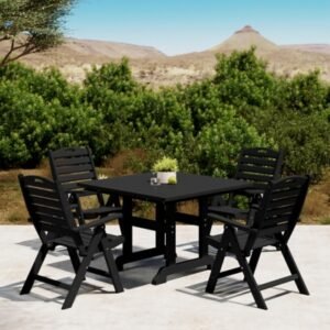 Westin Furniture Laguna Outdoor Square Dining Table and 4 Chairs, Black