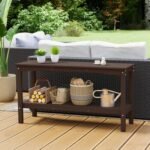 Westin Furniture Otto Outdoor Two Shelf Console Table, Dark Brown