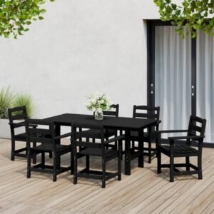 Westin Furniture Shoreside Outdoor Dining Table and 6 Arm Chairs, Black