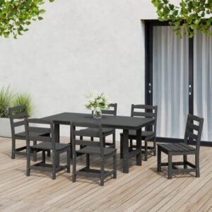 Westin Furniture Shoreside Outdoor Dining Table and 6 Armless Chairs, Gray
