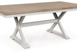 Westlinport 60"-78" Extendable Dining Table, Antique White/Natural, Wood