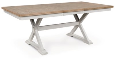 Westlinport 60"-78" Extendable Dining Table, Antique White/Natural, Wood