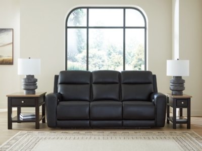 5Z-Relaxation Dual Power Leather Reclining Sofa, Onyx