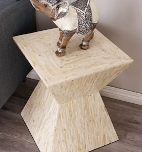 Bayberry Lane Hourglass Accent Table, Beige