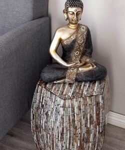 Bayberry Lane Mother of Pearl Hexagon Accent Table, Multi
