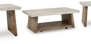 Brendalhouse Coffee Table with 2 End Tables, Light Brown