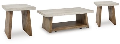 Brendalhouse Coffee Table with 2 End Tables, Light Brown