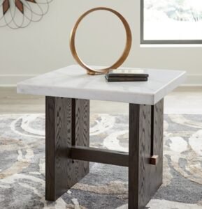 Burkhaus End Table, White/Dark Brown