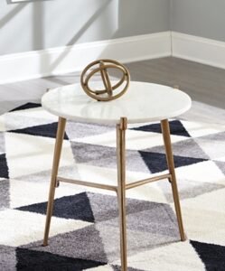 Chadton Accent Table, White/Gold Finish