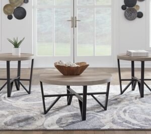 Deanlee Table (Set of 3), Grayish Brown/Black