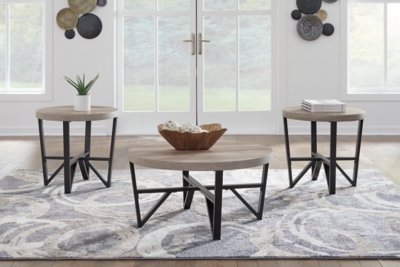 Deanlee Table (Set of 3), Grayish Brown/Black