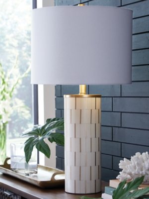 Faridworth Table Lamp, White/Gold Finish