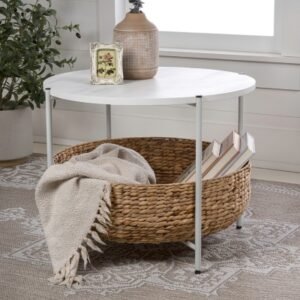 HAPPIMESS Carly Storage Coffee Table, White