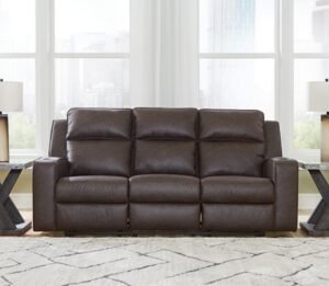 Lavenhorne Manual Reclining Sofa with Drop Down Table, Umber